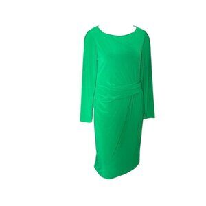 Anne Klein green ruched long sleeve dress sz S